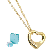 【Tiffany&amp;Co. 蒂芙尼】18K玫瑰金-鑲三顆鑽Open Heart 心型墜飾女用頸鍊項鍊
