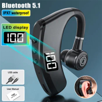V9 Pro Wireless Bluetooth-compatible Headset Led Smart Display Business Handsfree Earhook Earphones With Microphone