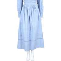 SEE BY CHLOE 簍空雕花拼抓褶水藍色有機棉長裙