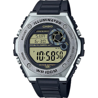 CASIO 卡西歐 10年電力金屬風計時手錶 送禮推薦-黑 MWD-100H-9A