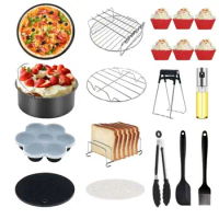 8 inch General Air Fryer Accessories 19 pcs, Compatible for Air Fryers, Philips, COSORI, Tower Airfrye