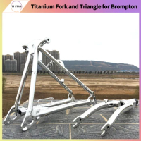 Titanium Front Fork Rear Triangle of Chrome for Brompton Folding Bike 16 Inches Lightweight Ti Bicycle Frame Parts GR9 Ti3Al2.5V