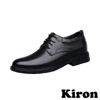 【Kiron】內增高皮鞋/質感皮紋繫帶內增高紳士皮鞋-男鞋(黑)