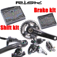 RISK Titanium Mountain Bicycle Shift Bolts Set MTB Bike Oil Disc Brake Screw Kits For Shimano M7000 XT M8000 Brake/Derailleurs