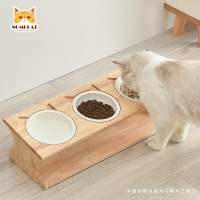 貓碗雙碗貓食盆貓盆狗碗陶瓷貓糧碗貓飯盆水碗貓碗架餐桌貓咪用品