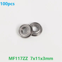 100pcs/lot MF117 MF117ZZ F677ZZ F677-ZZ ZZ flange bearing flanged Miniature Deep Groove Ball Bearing 7*11*3mm 7x11x3mm