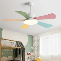 48inch bedroom Restaurant Fan 5 wood Blade DC 35W Pure Copper Motor Ceiling Fan With 60W LED Light and Remote Control