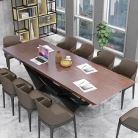 Customized Mr. Ken's American loft solid wood staff desk and chair, iron industry style conference table, long large board table