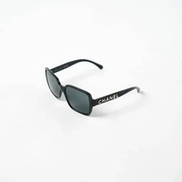 Kacamata CHANEL SQUARE ACETATE TEXT SILVER BLACK SUNGLASSES 100% ORIGINAL - OS