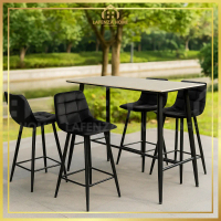 LafenzaHome Sintered Stone Island table set 95cm High Bar Table set Meja makan batu Set island