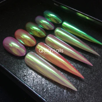 0.5g High Gloss Green Gold Aurora Powder Mirror Chrome Pigment Nail Art Glitter for Gel Polish Manicure