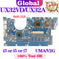 KEFU UX32VD Mainboard For ASUS Zenbook BX32VD UX32A UX32V UX32 Laptop Motherboard I3 I5 I7 3TH 2GB/RAM UMA/GT620M