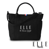 ELLE TRAVEL-極簡風帆布手提/斜背托特包-黑色 EL52372