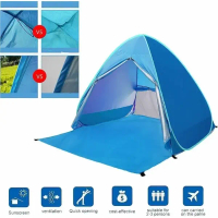 升級版自動彈出海灘帳篷大號-連收納袋 自動彈出式帳篷 帳篷 戶外帳篷 速開帳篷 防紫外線 便攜式快速小屋遮陽棚，適用於 1-5 人