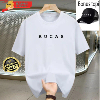 Bonus Topi-Baju Kaos Pria Tshirt Rucas Edition -Kaos Distro Rucas Text Black Katun -Atasan Pria Dewa