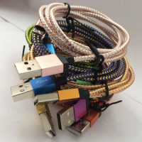 200pcs/lot 1M/3FT Colorful Aluminum alloy Braided Fabric usb Cord Usb Sync Date Cable for iphone 7 6 6s plus for iphone 5 5s se
