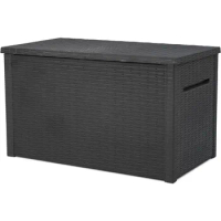 Java XXL 230 Gallon Resin Rattan Look Large Outdoor Storage Deck Box for Patio Furniture Cushions, Pool Toys, and Garden Tools