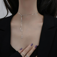 項鍊 小眾輕奢流蘇純銀項鍊女2021年新款時尚設計感頸鍊鎖骨鍊簡約氣質【摩可美家】