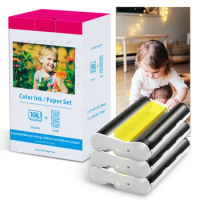 Photo Paper Set Compatible Canon Selphy CP1300 CP1500 CP1200 Printer KP-108IN 10x15cm 6' x4' 108 Sheets 3 Colour Ink Cassette