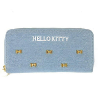 【震撼精品百貨】Hello Kitty 凱蒂貓 HELLO KITTY丹寧拉鍊長皮夾(牛仔淺藍) 震撼日式精品百貨