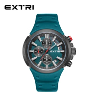 Extri high quality casual Rubber Silicone band quartz calendar watch multi-function luminous waterproof business sports clock
