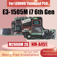 For LENOVO Thinkpad P50 Laptop Motherboard NM-A451 E3-1505M i7-6700HQ i7-6820HQ M2000M 2G Notebook Mainboard