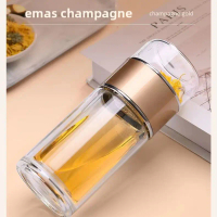Two-Layer Tea Water Separating Cup Clear Tea Brewing Glass Cup Tea Brewing Water Cup Strainer Portab