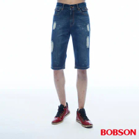 BOBSON   男款刷破牛仔短褲 (214-53)