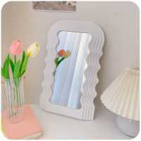 Cermin seni kaca putih cermin gelombang tidak teratur mewah a zaman pertengahan cermin solek hiasan rumah cermin hiasan kreatif