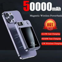 50000mAh Power Bank For Magsafe Magnetic Qi Wireless Fast Charger Powerbank Portable for IPhone 15 14 13 Samsung Xiaomi