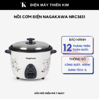 Nồi cơm điện Nagakawa NRC3831 - 1L 400W, lòng nồi phủ hợp kim chống dính - bảo hành 12 tháng toàn qu