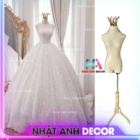 Manocanh nữ mặc váy cô dâu, manocanh nửa người không tay chóp vương miện, manocanh nửa người nữ