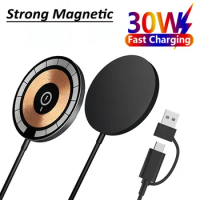 30W Magnetic Wireless Charger Pad For iPhone 14 13 12 11 Pro Max Mini Airpods PD USB C Phone Chargers Fast Charging Dock Station