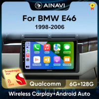 Ainavi Car Radio Wireless CarPlay Android Auto For BMW E46 M3 318/320/325/330/335 4G Multimedia Player GPS 2 Din Autoradio