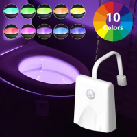 Mini Smart PIR Motion Sensor Toilet Seat Night Light 10 Colors Waterproof Backlight For Toilet Bowl LED Lamp WC Toilet Light
