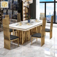 Modern minimalist small unit rectangular dining table, light luxury household marble dining table