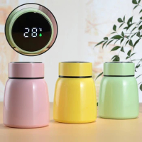 Cute Stainless Steel Smart Thermoses Water Bottle Leak Proof Double Walled Vacuum Flasks Keeps Hot &amp; Cold Temperature Display