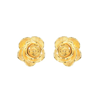 ต่างหูทองคำ 99.9% รูปดอกกุหลาบ Queen of Rose Collection 111E4140-18