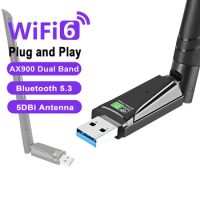 AX900 USB WiFi 6 Bluetooth 5.3 Adapter 2in1 Dongle Dual Band 2.4G&amp;5GHz USB WiFi Network Wireless Wlan Receiver DRIVER FREE