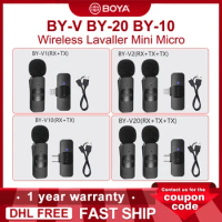 BOYA BY-V BY-20 BY-V10 Wireless Lavalier Mini Microphone for iPhone iPad Android Live Recording Interview Vlog Broadcast Gaming