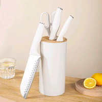 set pisau dapur stainless aesthetic with tempat pisau plastik