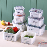 備菜日式雙層瀝水籃保鮮盒家用冰箱收納盒微波密封盒水果收納盒