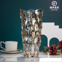 美式輕奢琉光水晶玻璃花瓶客廳樣板間酒店插花裝飾器皿擺件工藝品 名購居家