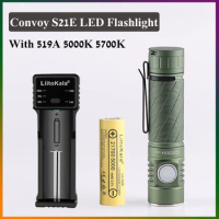 Convoy S21E With Nichia 519A LED 5000K 5700K Flashlight By Orange Peel Reflector For Outdoor Hiking Camping IPX4 Lantern Torch