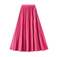 8169 One Size (45-75kg) Organ WomenS Spring Long High Waist A- Line Large Hem Slimming Pleated Skirt