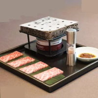 Mini barbecue grill volcanic rock baking pan iron rack stove steak beef plate slate tableware single table BBQ Creative hotel ov