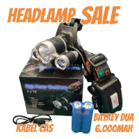 Senter Kepala Headlamp 3 LED 6.000mAh Cree 3XT6 Senter Kepala 3 Lampu lampu mancing