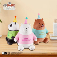 25cm Original Kawaii We Bare Bears Toy Happy Birthday Series Plush Toy Cartoon Ice Bear Grizzly Panda Stuffed Doll Gift