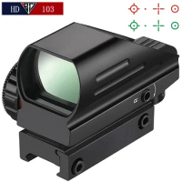 Tactical Reflex Sight Red Green Laser 4 Reticle Holographic Projected Red Dot Sight Airgun Scope Hunting 20mm Rail Mount AK