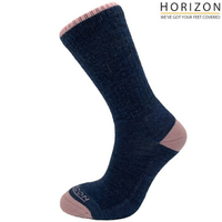 Horizon Premium Micro Crew 女款羊毛襪 HO-2310 藍灰/粉紅 Steel Blue Marl / Pink